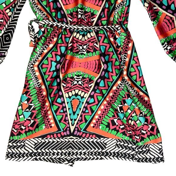 Alexia Admor Wrap Dress Womens M Multicolor Balloon Sleeve Tie Waist Boho Chic - Picture 9 of 16